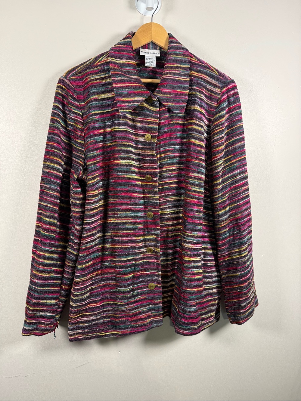 Alfred Dunner Multicolor Striped Button-Front Jacket